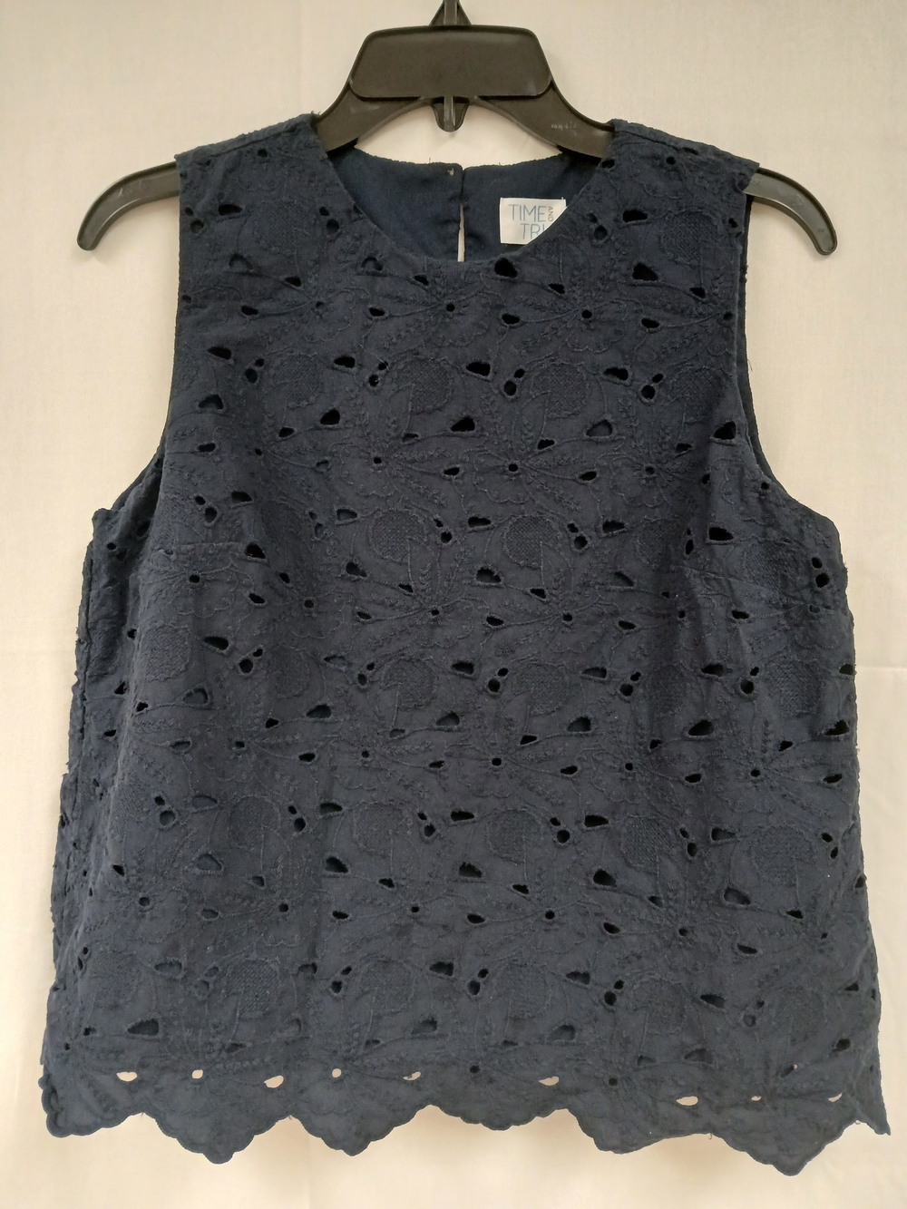 Time and Tru Navy Eyelet Sleeveless Top